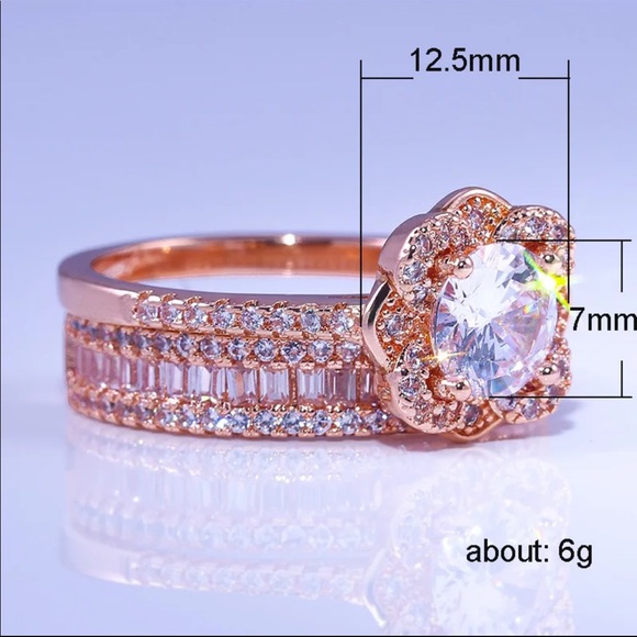 New 2 pc Set Rose Gold Diamond Ring - Picture 5 of 5